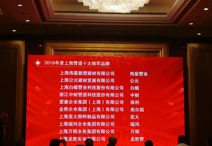 第十六屆金楹獎(jiǎng)，龍勝管榮獲“上海管道十大領(lǐng)軍品牌”！